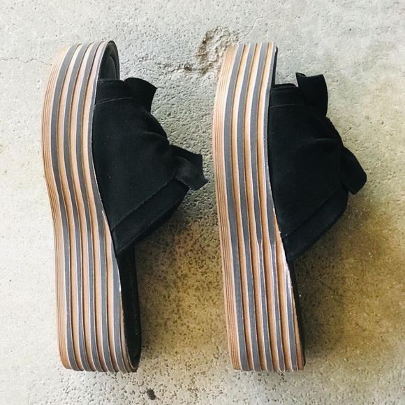 1 LEFT! Nature Knot Black Flatform Slide In Sandal - Picture 5 of 7